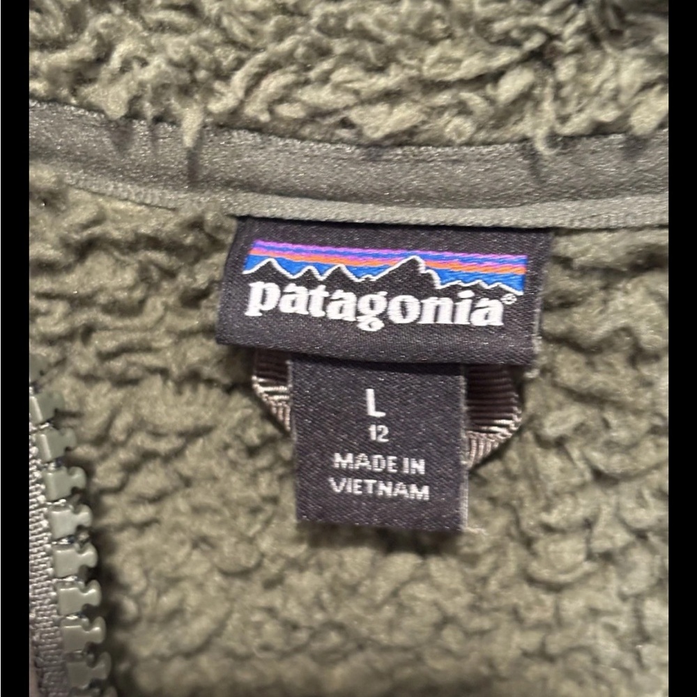 Patagonia Forest Green Fleece Los Gatos Sweater Kids Size L - Picture 5 of 5